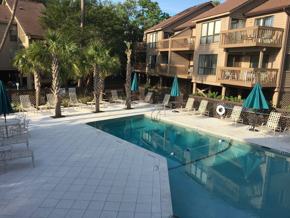 Pool view from the deck off the master bedroom