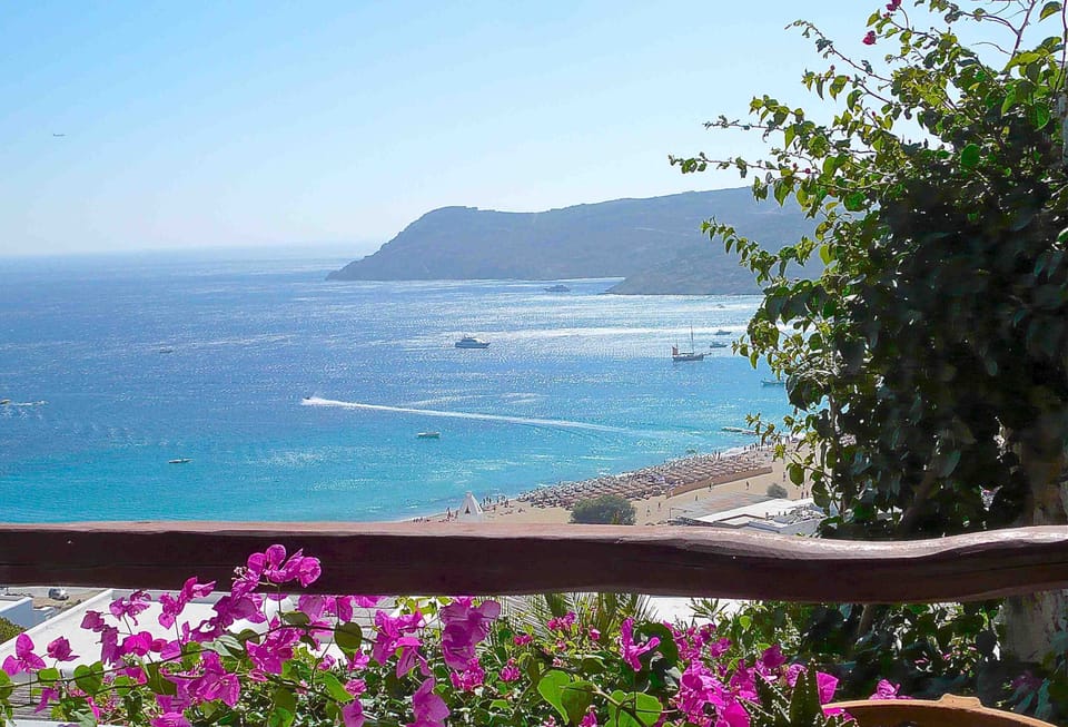 Overlooking Elia Beach from the Open Dining Room