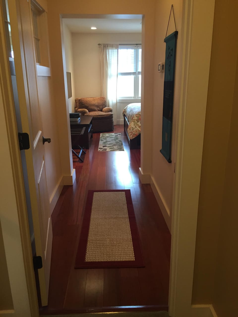 Entrance to master from 2nd level hall - master bath on right