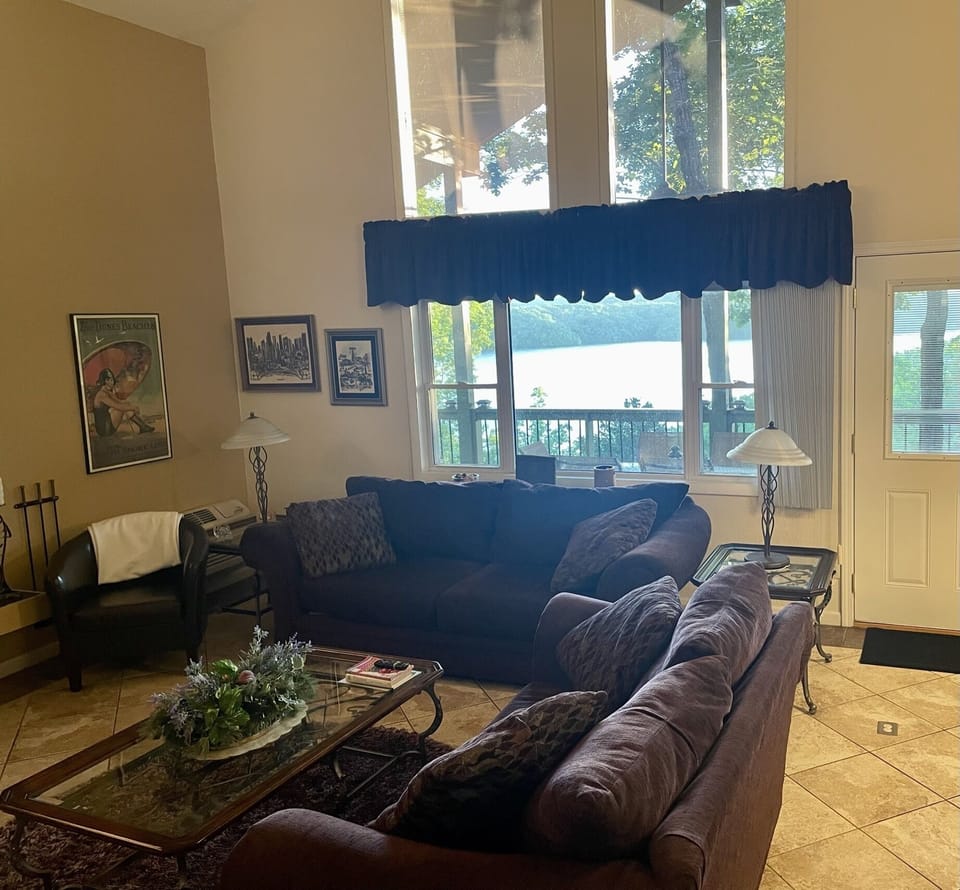 Living room lake view