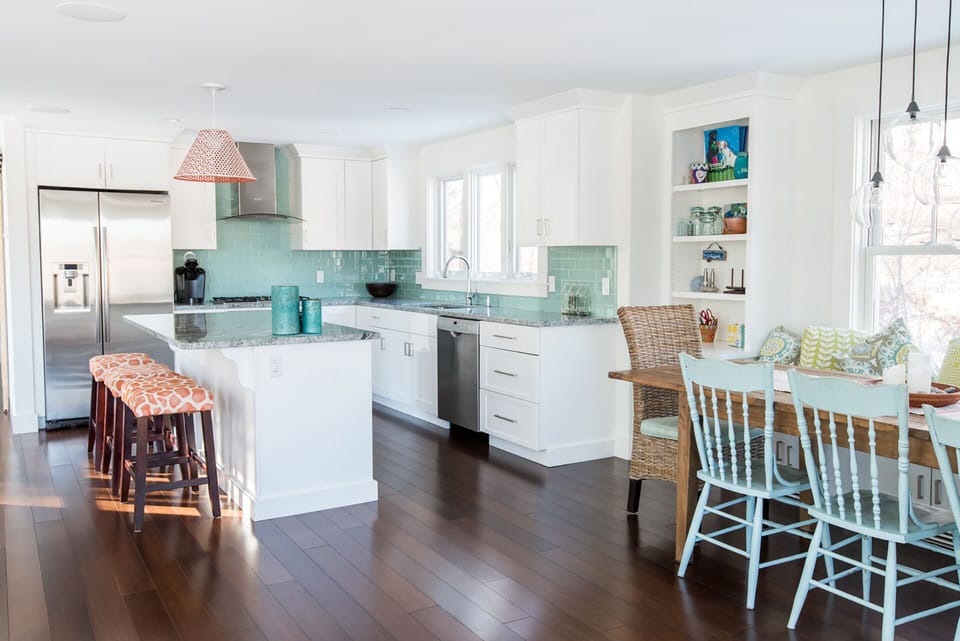 Kitchen with Bosch appliances, gas cooktop, Keurig coffee maker and more.