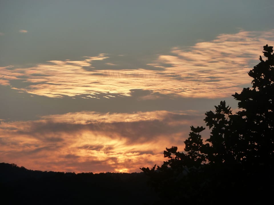 Beautiful sunset from cabin deck. 