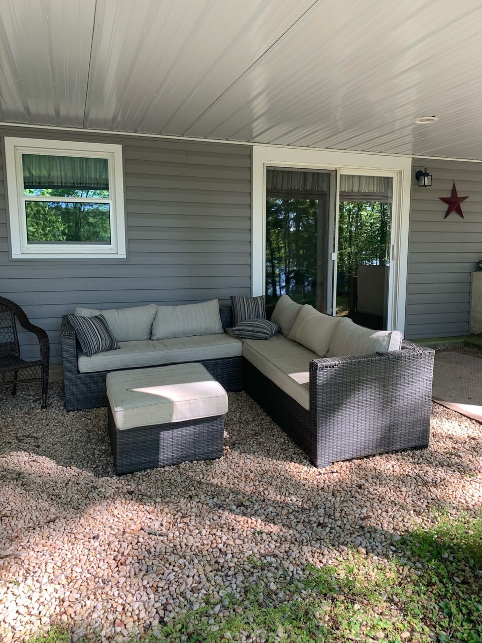 Sit under the deck, relax and view the lake