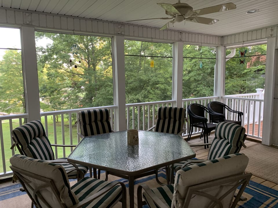 Enjoy the screened room view of the lake