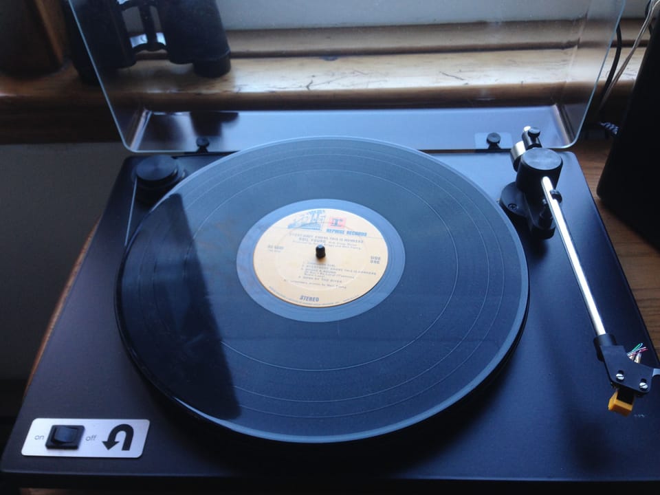 Listen to a varied collection of vinyl.