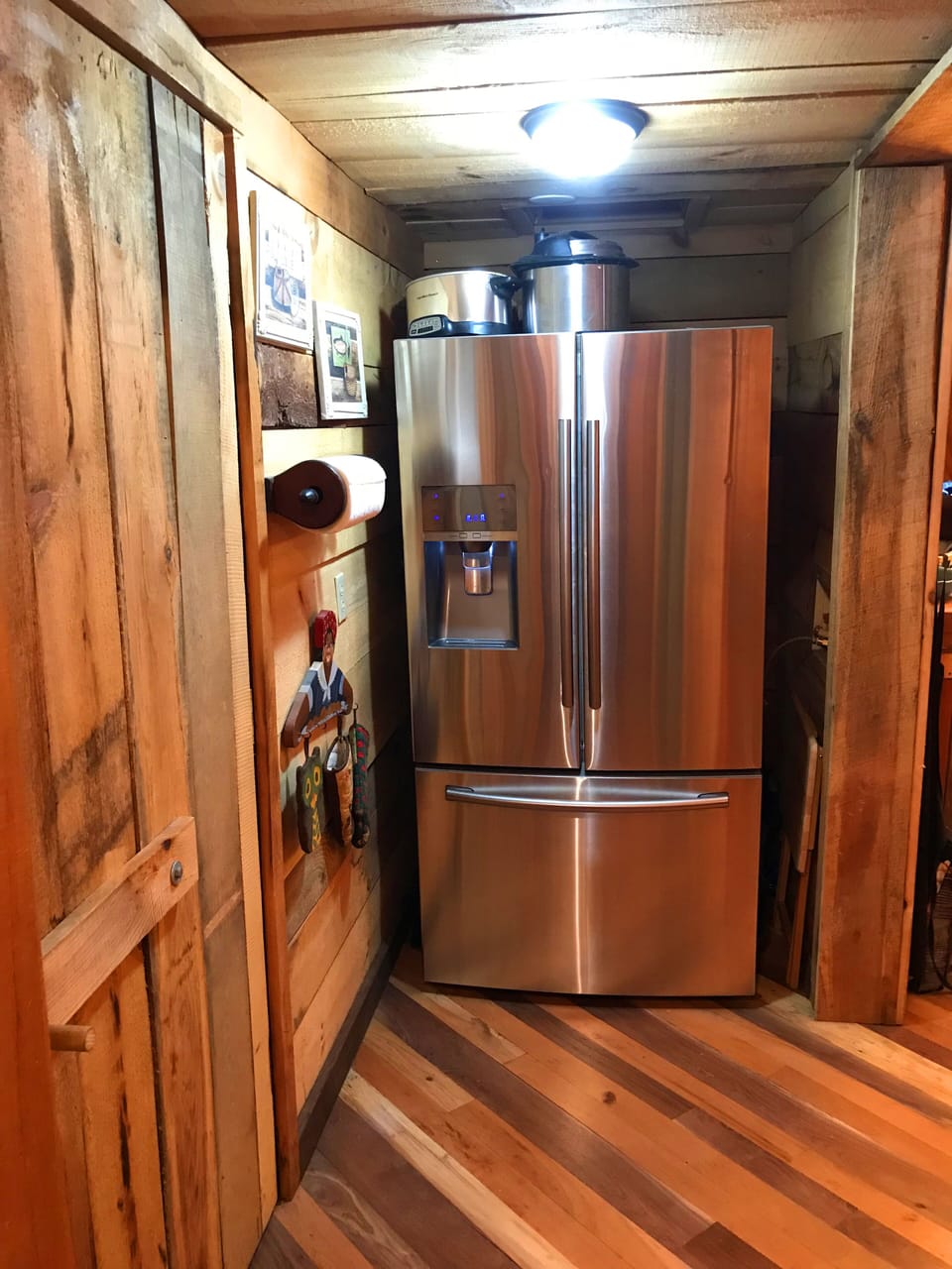 Large stainless steel refrigerator. 