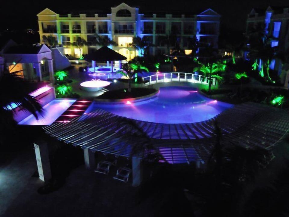 night time view of resort