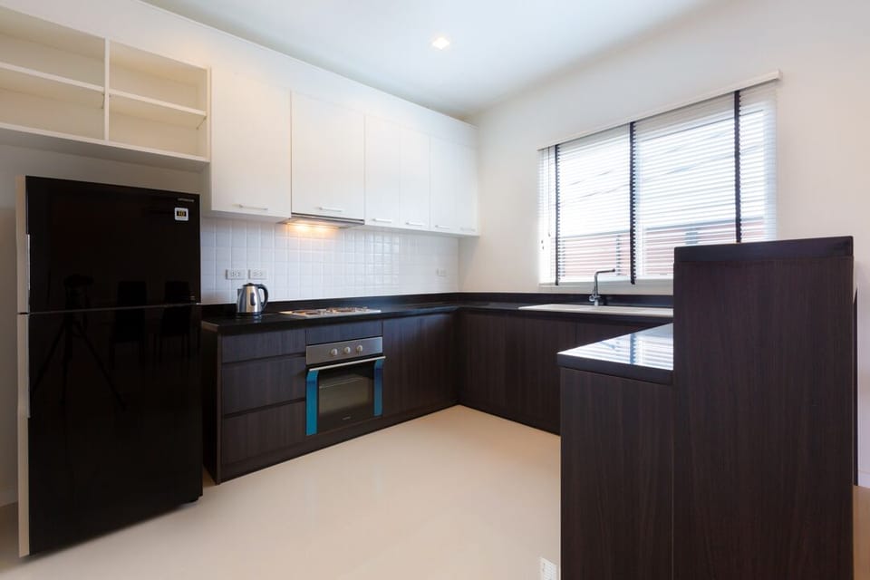 kitchen with large fridge