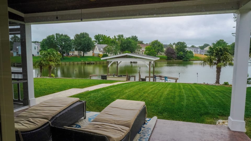 Lakefront views from the covered porch.