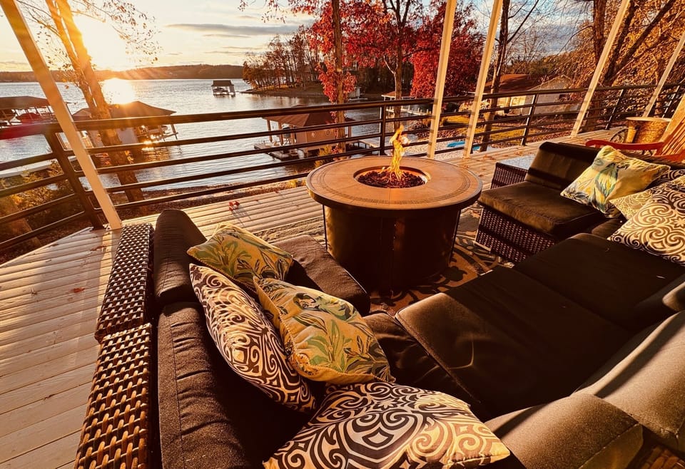 Relax by the fire and soak in the views.