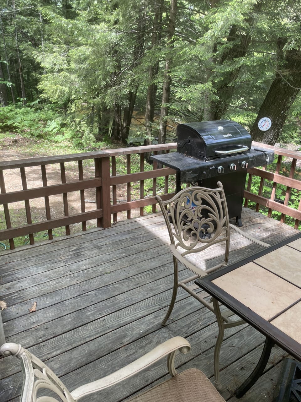 Back deck with a grill on the river.