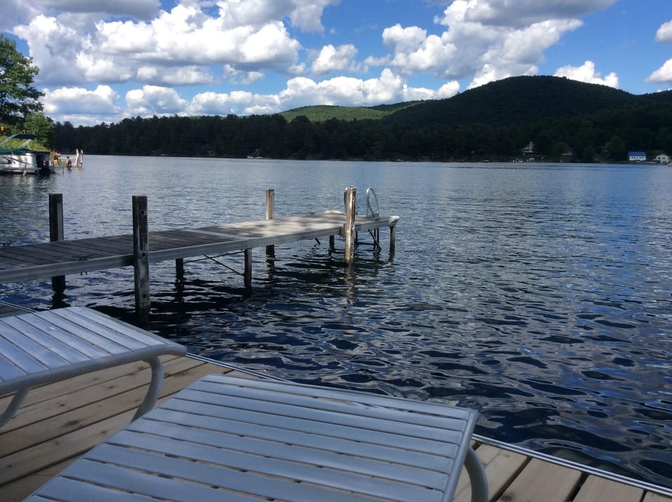 view from our large dock and seating platform to the east