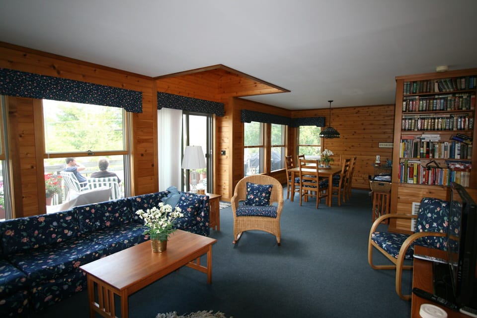 Long view of living and dining area
