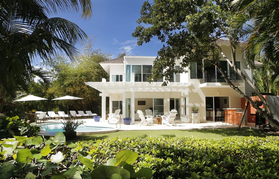 View of Villa pool and patio from La Cana Golf Course