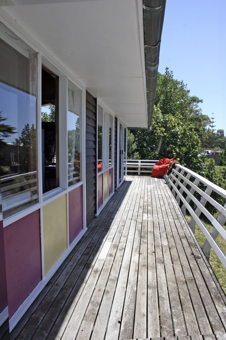 LOOKING ALONG DECK AT FRONT - SIT IN BEAN BAGS AND JUST CHILL OUT!