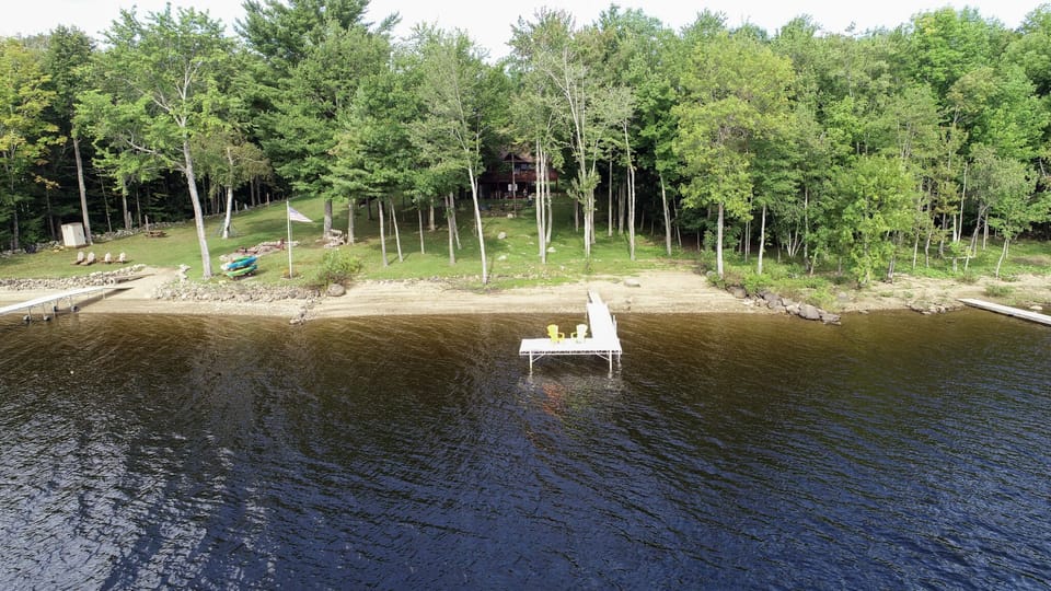 Stationary dock, more stable than a floating dock. Safer for kids  and elderly
