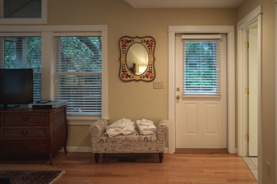 Door leading to the private, covered deck 