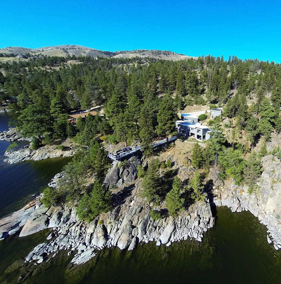 Aerial - lake height varies throughout the summer, this is the highest level