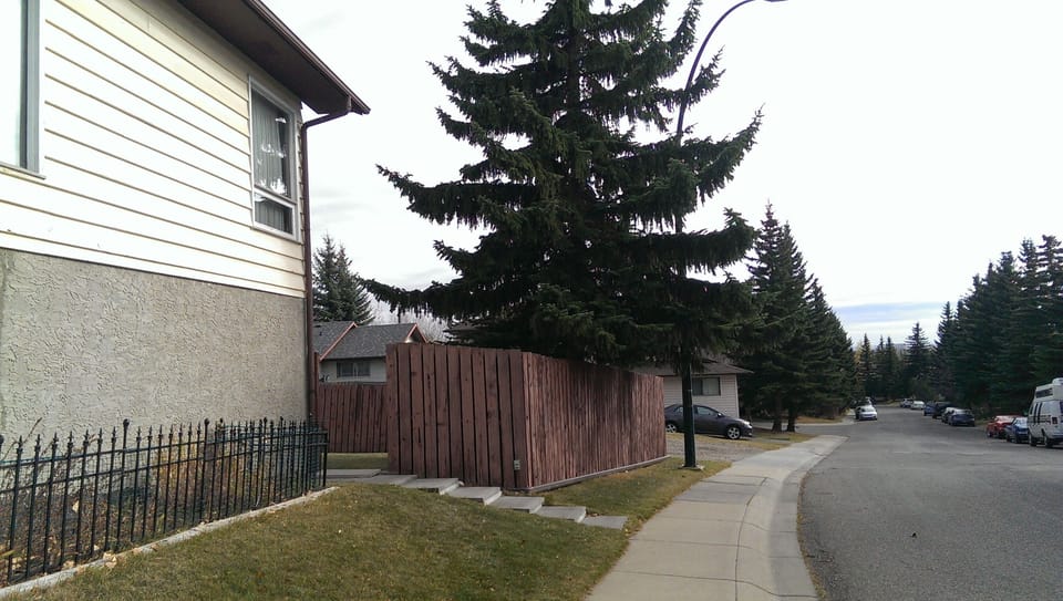 Backyard entry, parking available along the street beside the house.