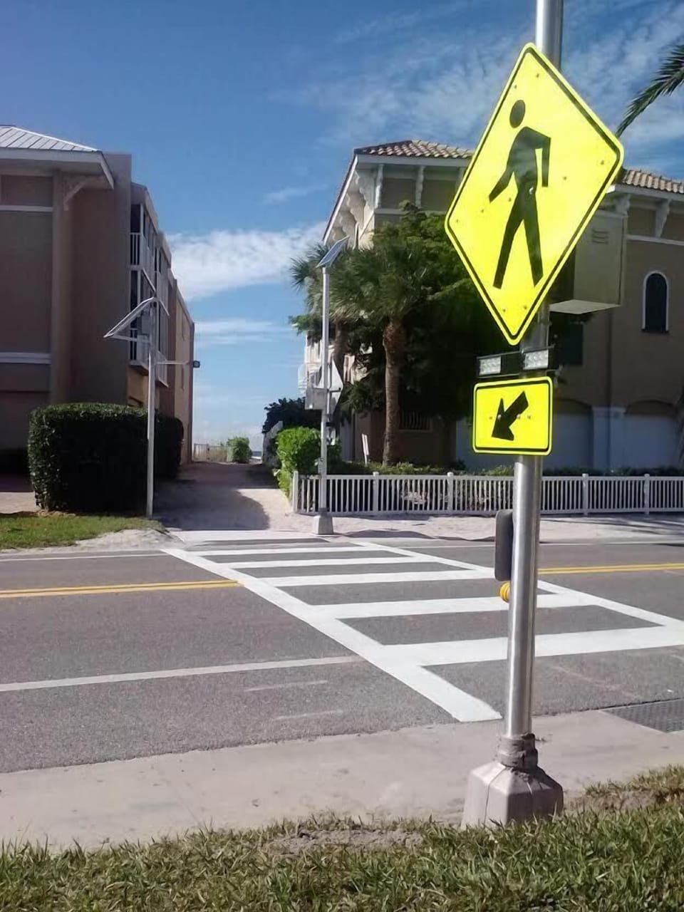 Private Beach Access is just across the street.  Pedestrian crossing provides safe passage, and once across your feet will be in the sand.  Enjoy the private beach access and beautiful beach that awaits. 