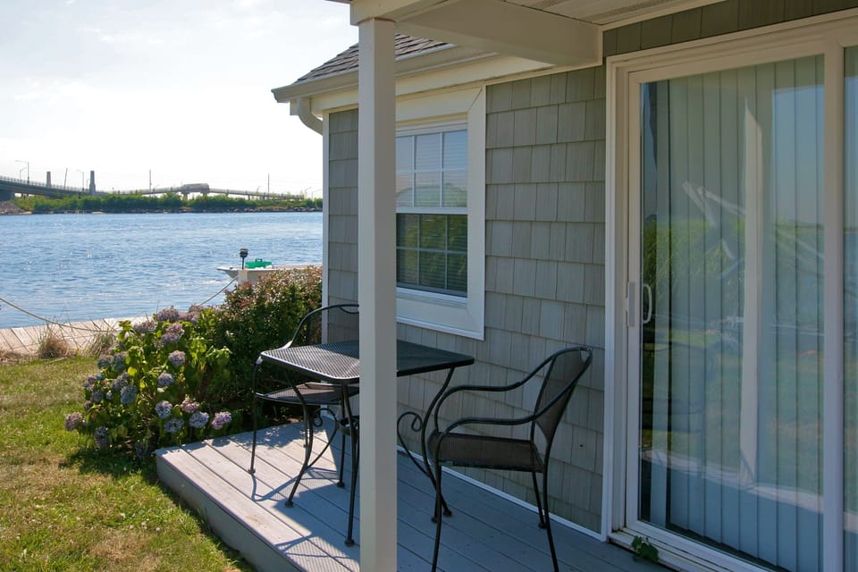 Enjoy the river views from the deck