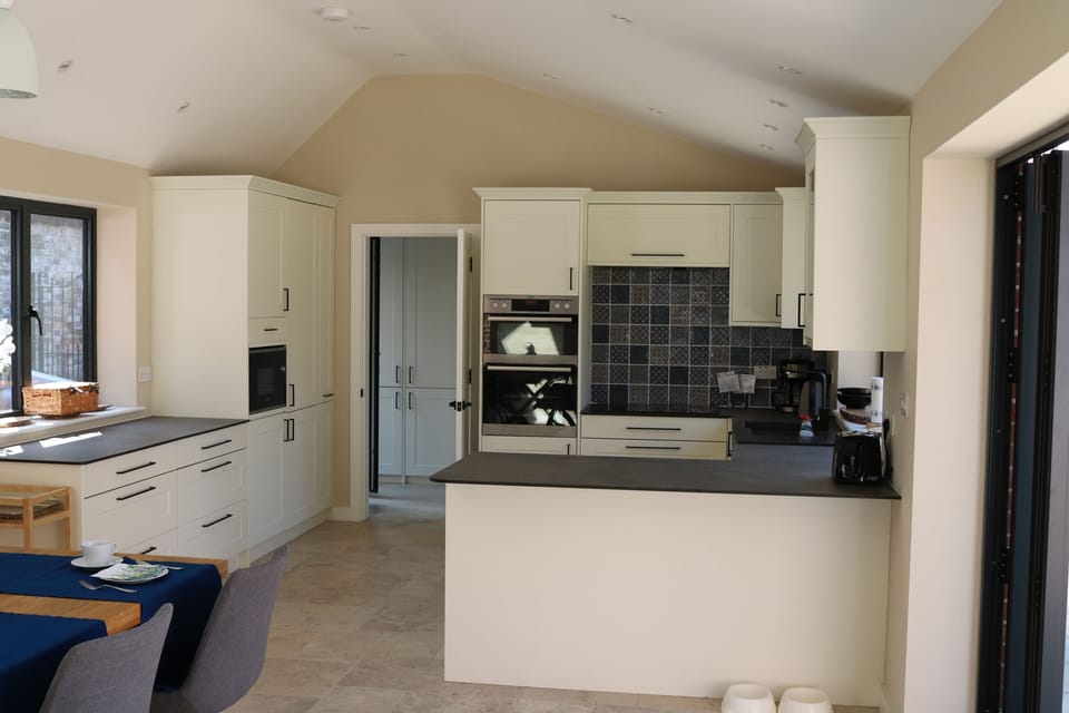 Modern kitchen with dining area