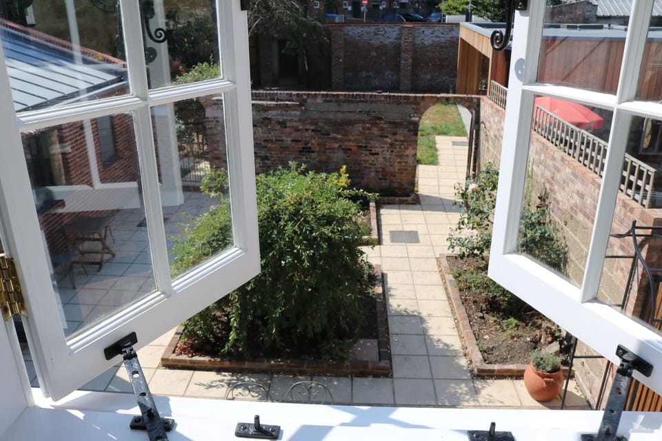 View of garden from family bathroom