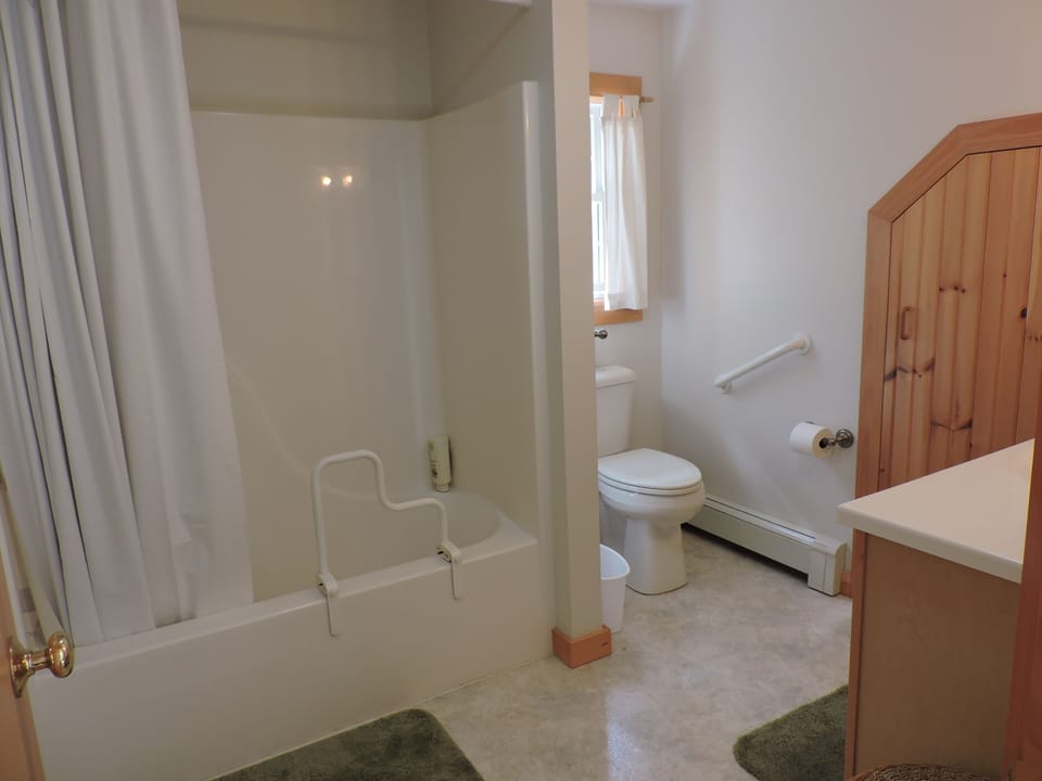 Downstairs Bathroom with tub and shower