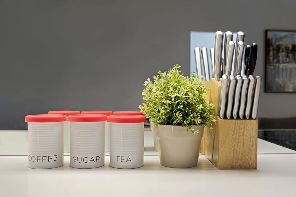 Complimentary coffee, tea, sugar, milk