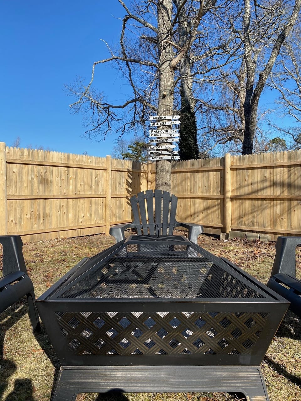 Fire pit in the back yard