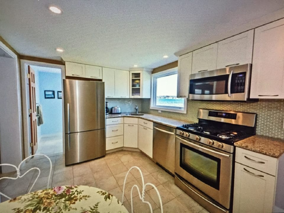 Recently renovated, eat-in kitchen with water view