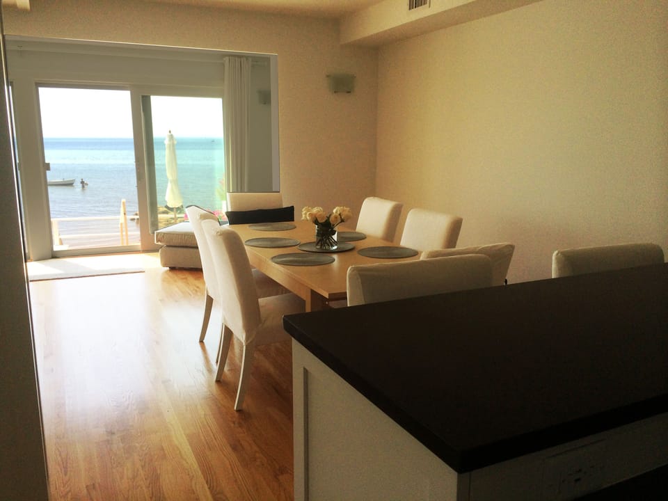 Enjoy dinner parties in this elegant dining room.