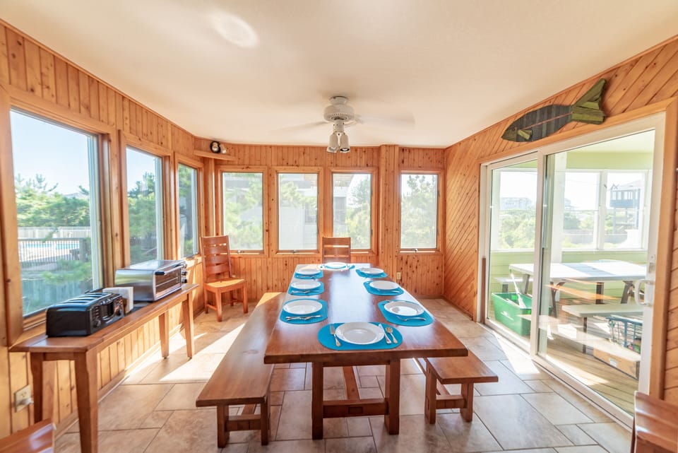 Dining area plus there is a picnic table on porch