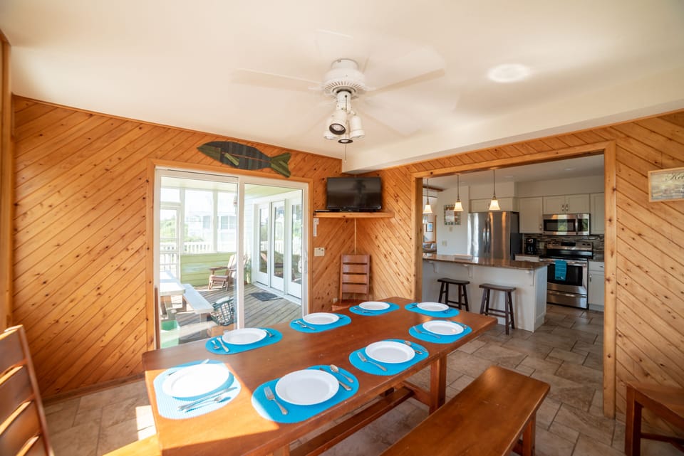 Dining area plus there is a picnic table on porch