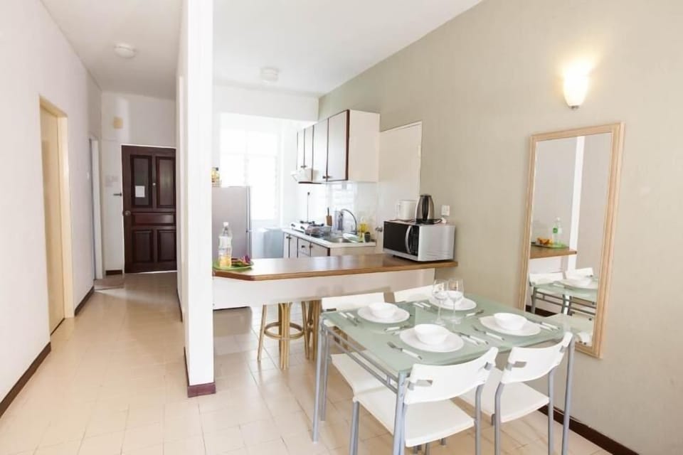 The dining area with basic cutleries