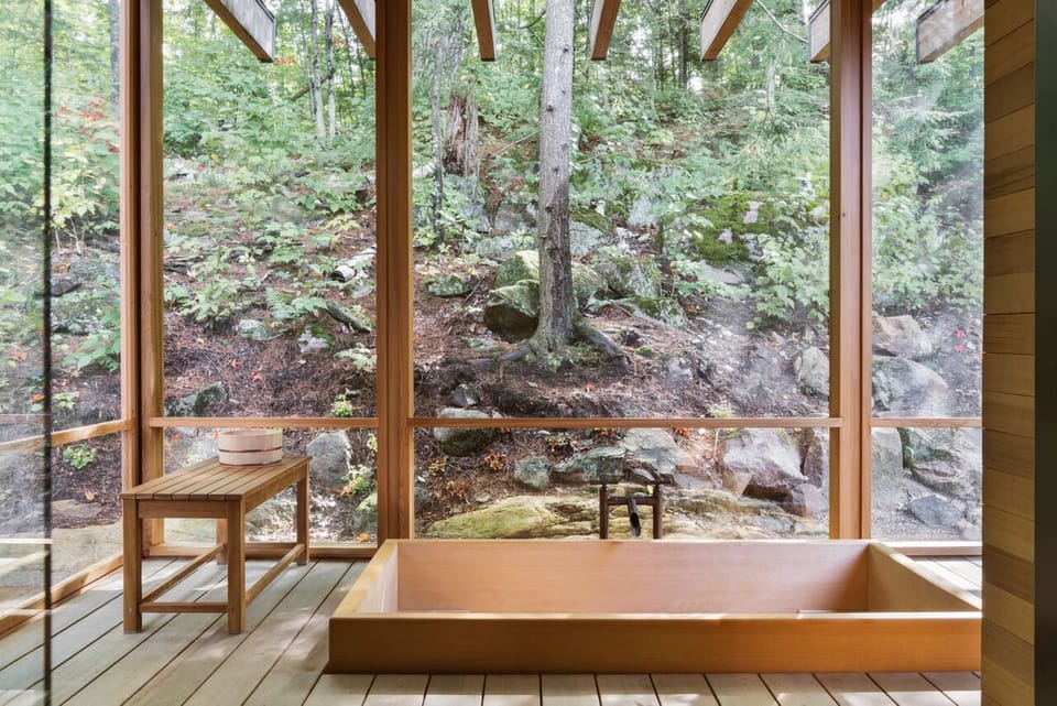 The ofuro: a relaxing Japanese style outdoor soaking tub off the masterbathroom