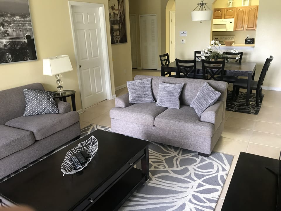 Living and dining areas