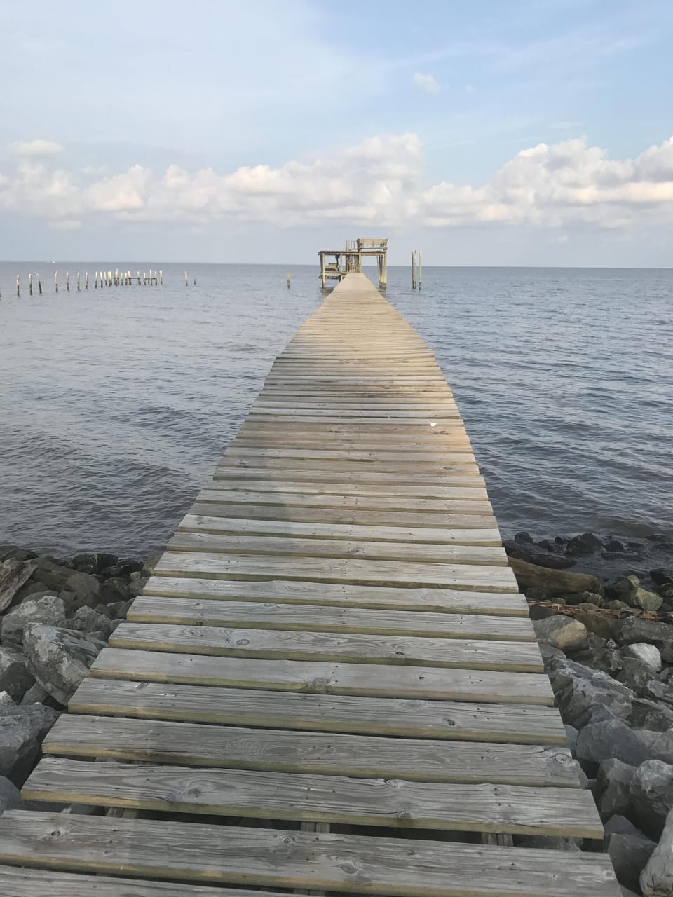 350 foot pier with two swings, a hammock, water, lights, fishing deck 