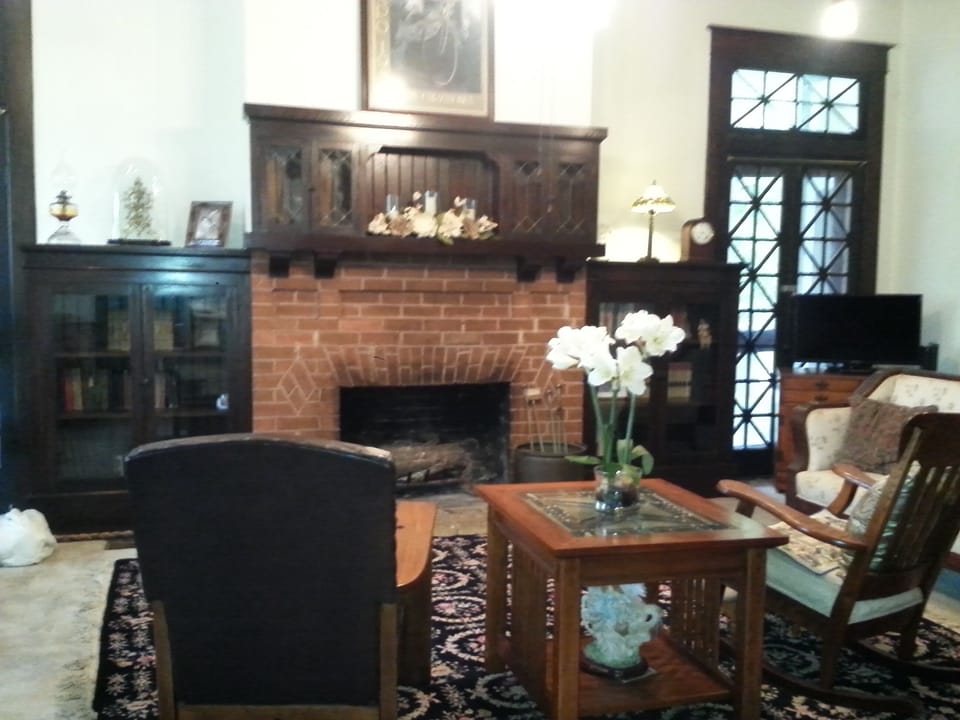 Living room with flat screen television and Blue Ray/DVD player