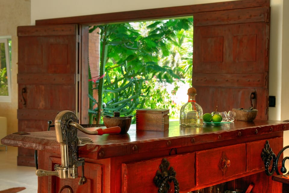 custom built faux antique bar