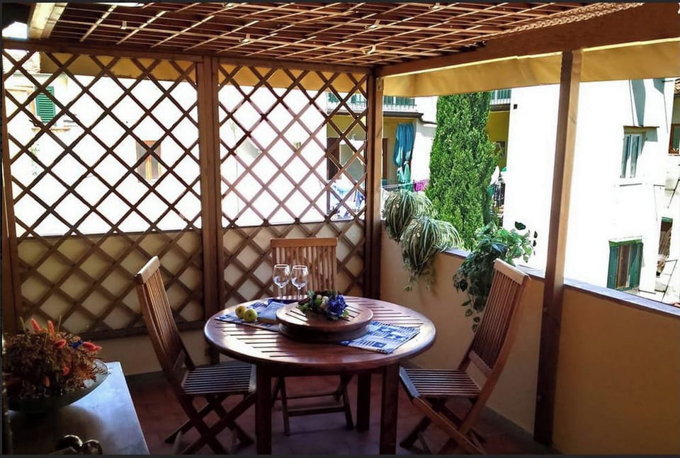The veranda sheltering from the weather