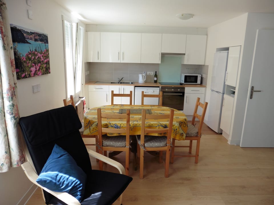 The lounge and kitchen areas