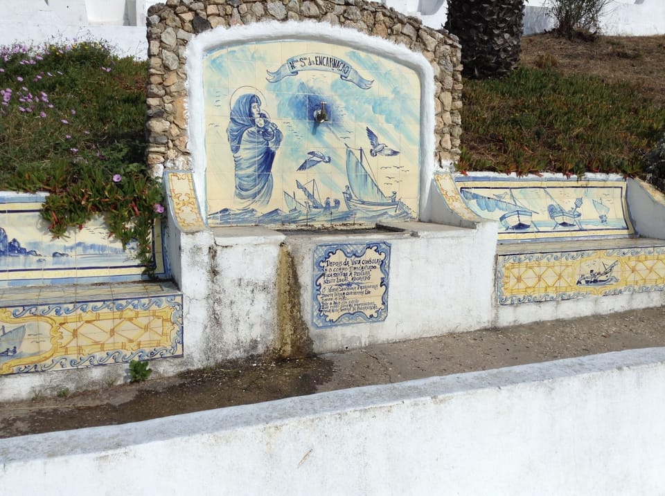 Local tiles at Carvoeiro beach