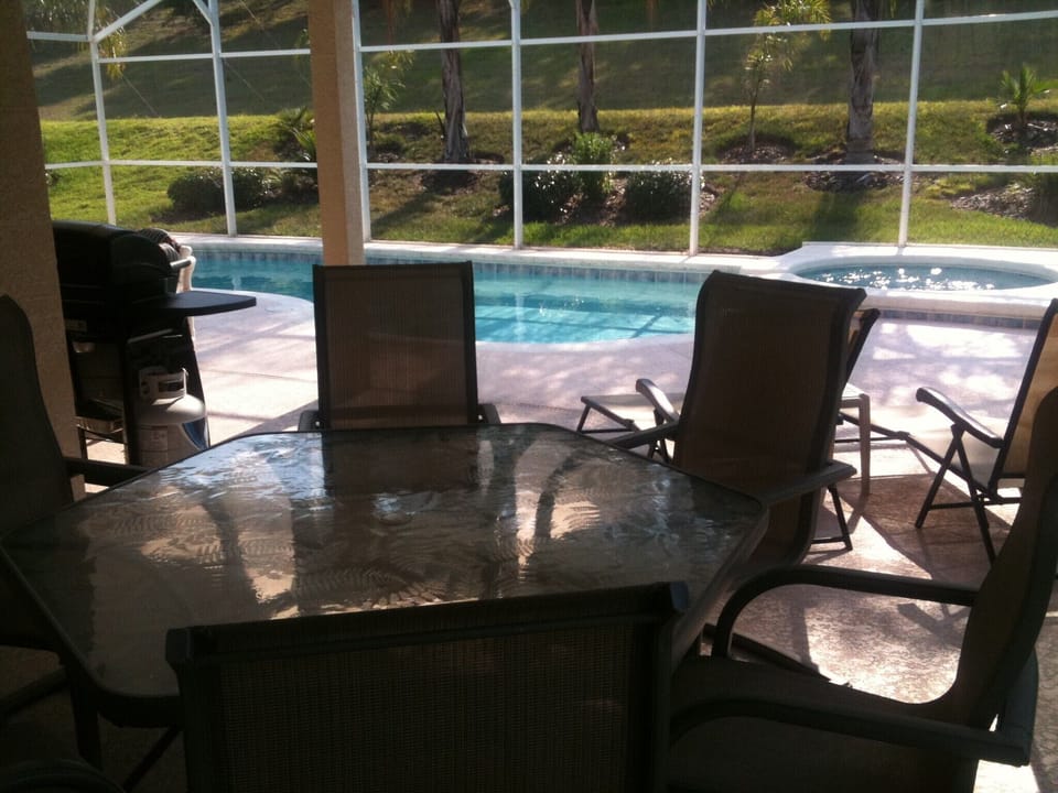 One of the outside dinning tables 