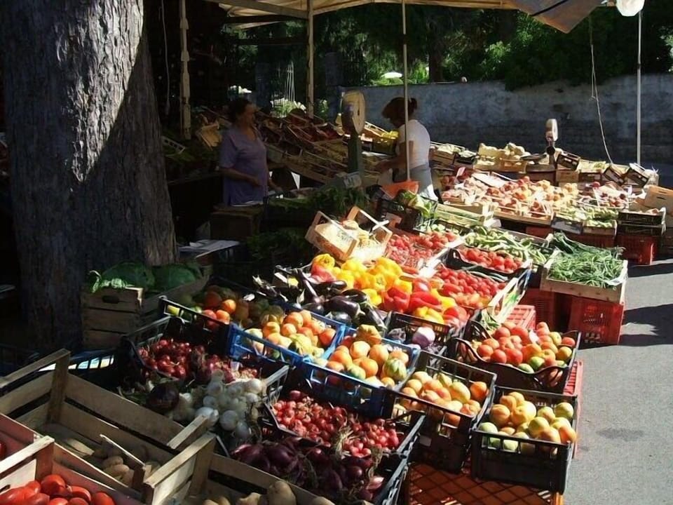 The local market at Bagni on Wednesdays and Saturdays