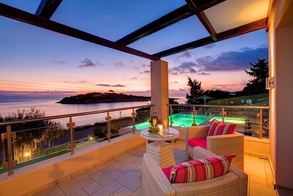 View of the pool & the island of Panagia-1st floor