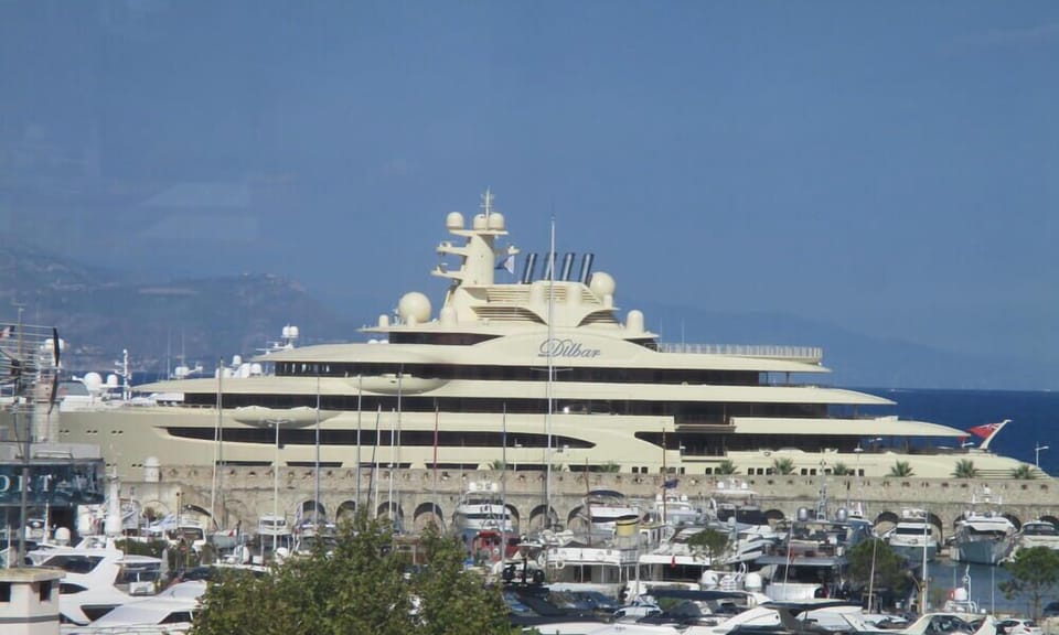 world's biggest private yacht as seen from the apartment  