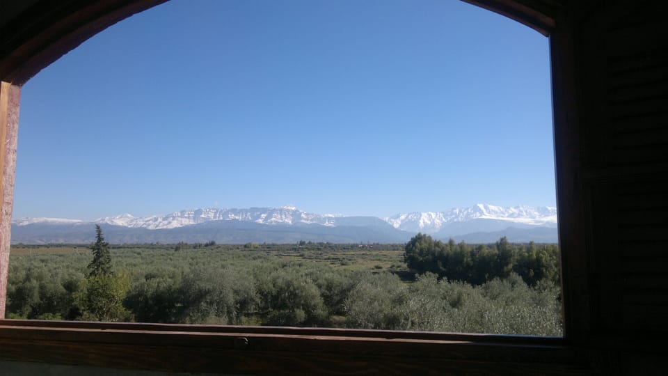 View to Atlas Mountains in winter-time