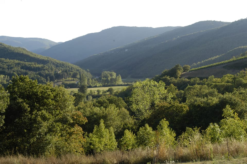 View up the valley from the terrace