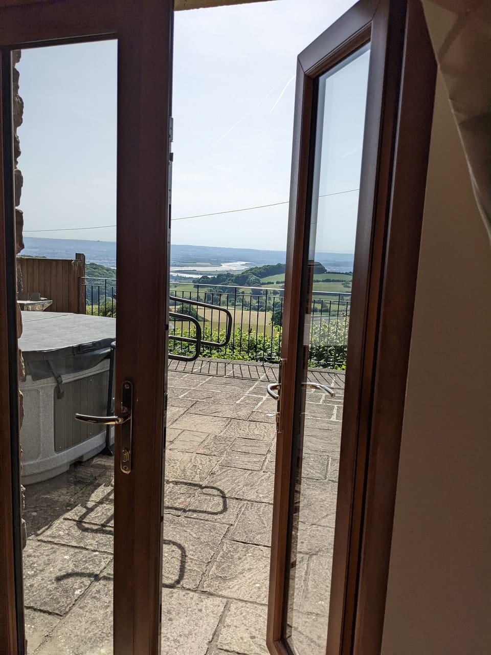 We have french doors in the living room leading out onto our patio and garden.